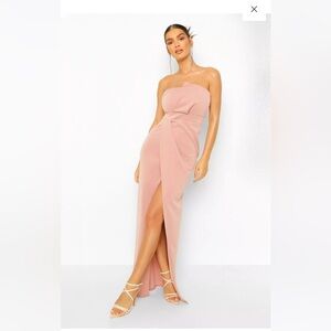 Boohoo Bandeau Wrap Detail Split Maxi Dress Size 8